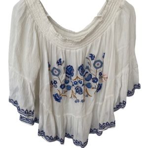 Xhilaration Target Brand Embroidered Off the Shoulder Top